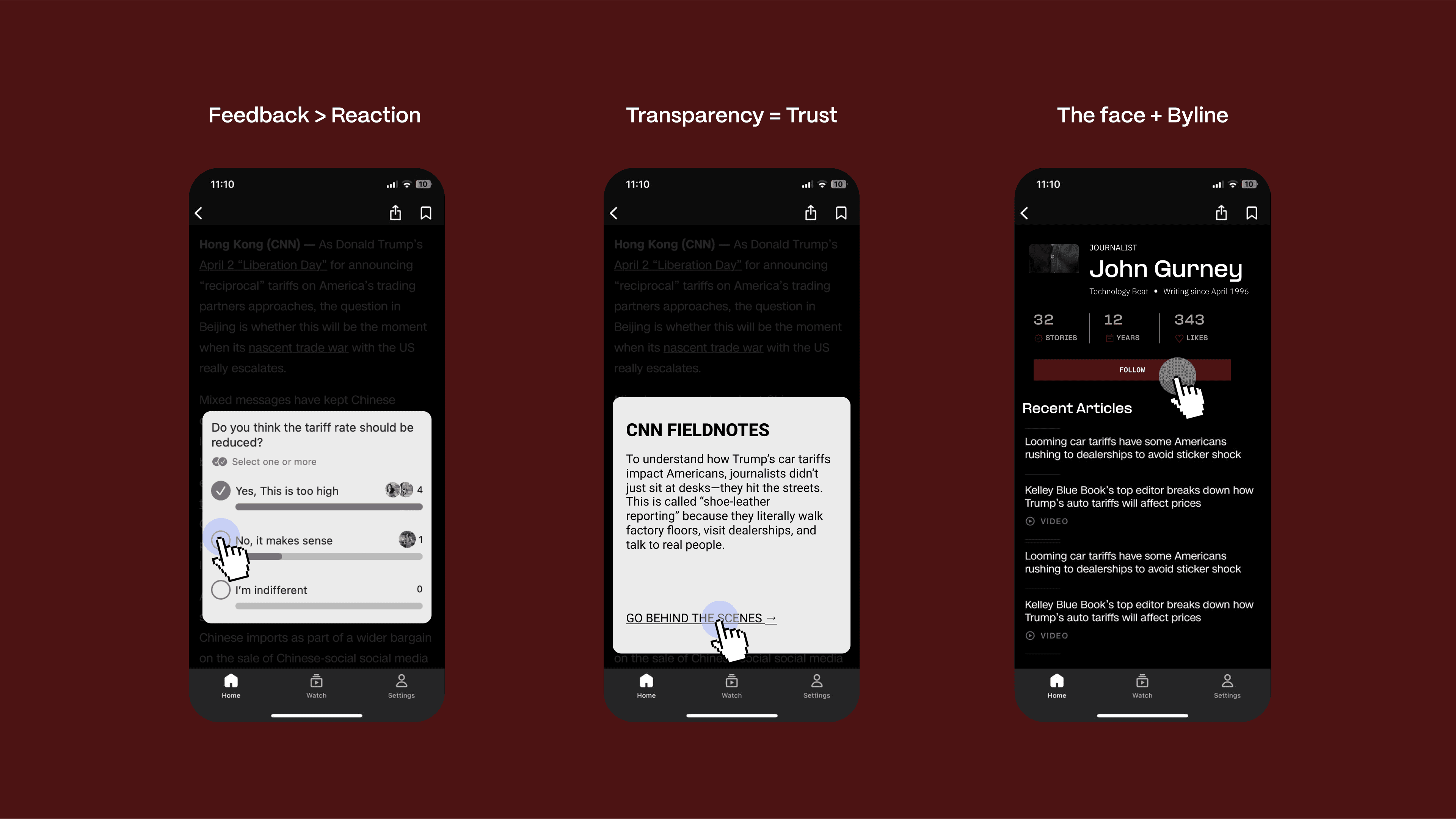 Process — three patterns guiding the product direction